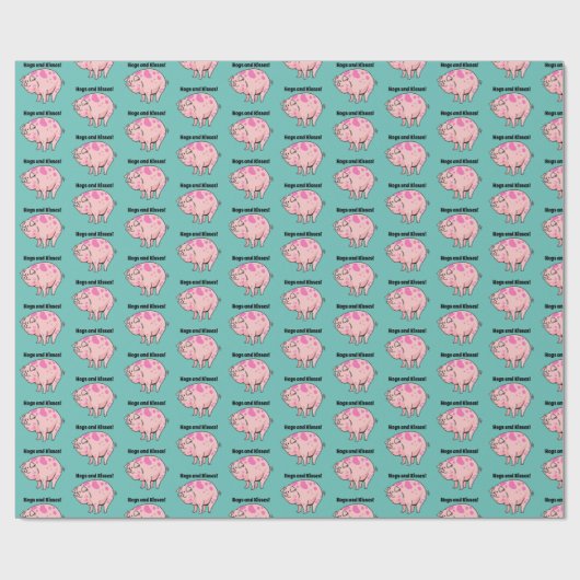 豚とキスかわいい豚の豚の漫画 ラッピングペーパー (フラット)
