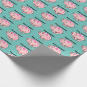 豚とキスかわいい豚の豚の漫画 ラッピングペーパー (角)