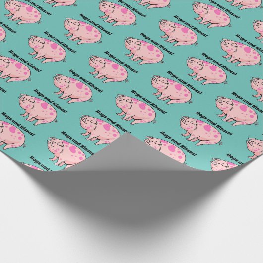 豚とキスかわいい豚の豚の漫画 ラッピングペーパー (角)