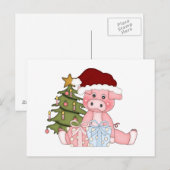 豚とクリスマスツリー シーズンポストカード (正面/裏面)