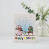 豚とハリネズミのスカーフ付き ポストカード (スタンド正面)