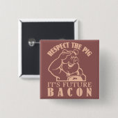 豚とベーコンのカスタム色ボタン 缶バッジ (正面&裏面)