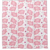 豚と水玉模様のシャワーカーテン シャワーカーテン (正面)