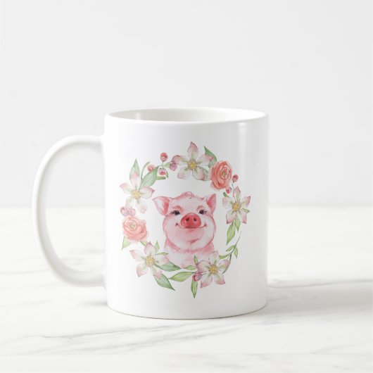 豚と花 コーヒーマグカップ (左)