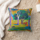 豚と馬の風景ゴーギャン クッション (ブランケット)