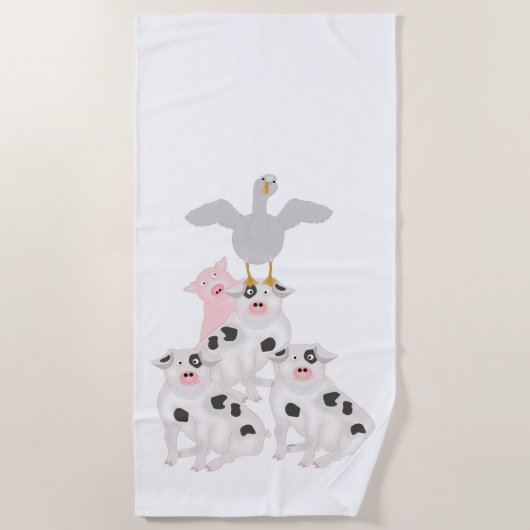 豚と鵞鳥のビーチタオル ビーチタオル (正面)