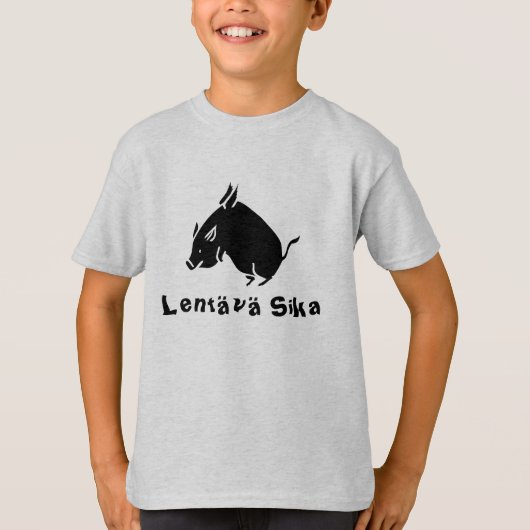 豚に対するフィンランド飛んでいる語 Tシャツ (正面)