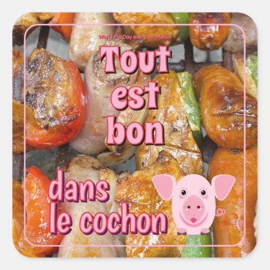 豚に関するフランスのことわざ スクエアシール (正面)