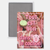豚に関するフランスのことわざ マグネット (正面/裏面)