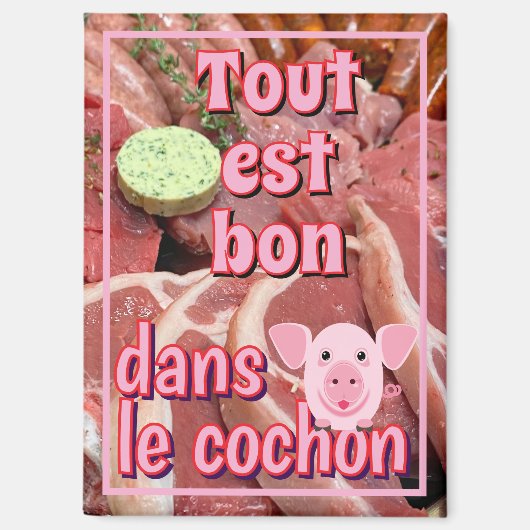 豚に関するフランスのことわざ マグネット (正面)