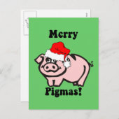 豚のおもしろいクリスマス シーズンポストカード (正面/裏面)