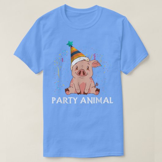 豚のおもしろいパーティー動物誕生日衣装デザイン Tシャツ (デザイン正面)