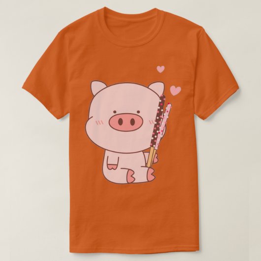 豚のかわいい豚 Tシャツ (デザイン正面)