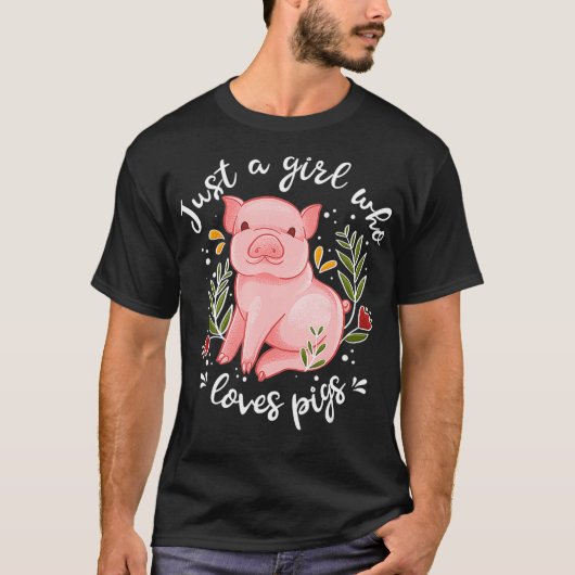 豚のことわざ、豚好きの女の子だけ Tシャツ (正面)