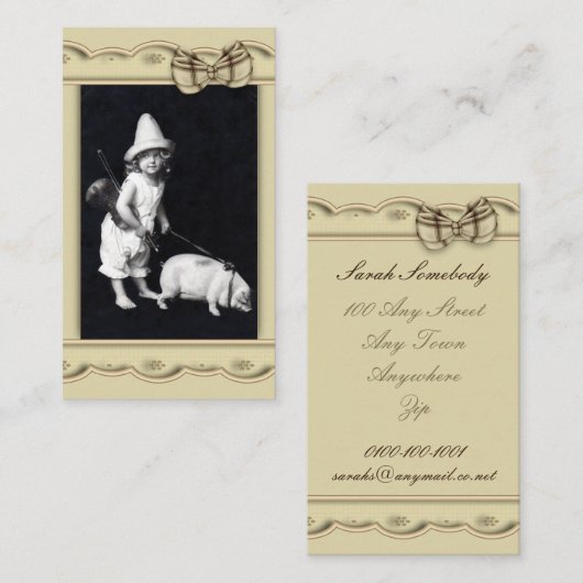 豚のようなおよびIのヴィンテージの写真撮影 名刺 (正面/裏面)