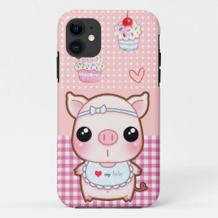 豚のようなかわいいベビーおよびかわいいのカップケーキ iPhone 11 ケース