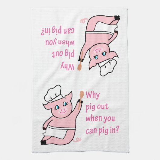 豚のようなシェフ キッチンタオル (縦)