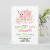 豚のようなパーティーの農場の誕生日の招待 招待状 (スタンド正面)