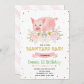 豚のようなパーティーの農場の誕生日の招待 招待状 (正面/裏面)