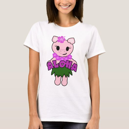 豚のようなフラ-女性ベビードールの(合う) Tシャツ (正面)
