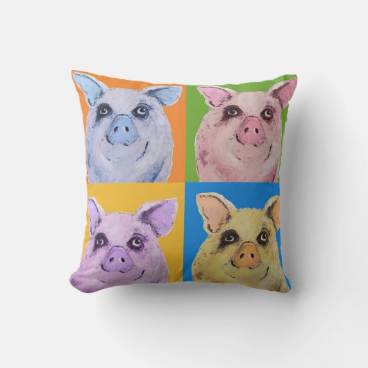 豚のようなポップアートのスタイル クッション (正面)