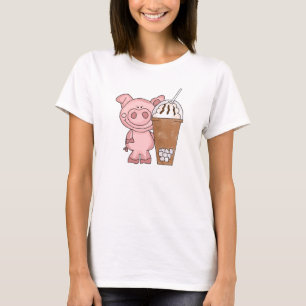 豚のような必要性のカフェインの女性のTシャツ Tシャツ