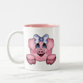 豚のような顔のマグ ツートーンマグカップ (左)