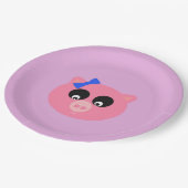 豚のような顔の紙皿9つ ペーパープレート (アングル)