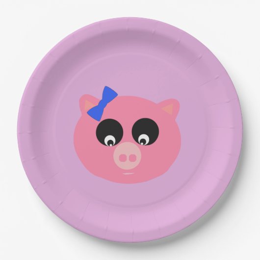 豚のような顔の紙皿9つ ペーパープレート (正面)