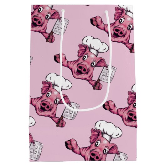 豚のようHamicidalの狂気のおもしろいなシェフのブタの芸術 ミディアムペーパーバッグ (裏面)