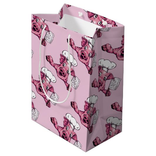 豚のようHamicidalの狂気のおもしろいなシェフのブタの芸術 ミディアムペーパーバッグ (裏面アングル)