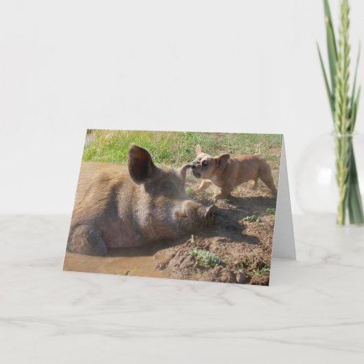 豚のイヤーグリーティングカード カード (正面)