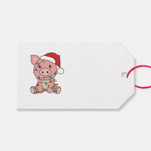 豚のクリスマスウィンターアニマルズ ギフトタグ (正面(横))