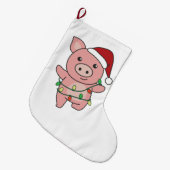 豚のクリスマスウィンターアニマルズ ラージクリスマスストッキング (正面 (吊り時))