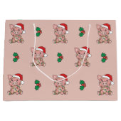 豚のクリスマスウィンターアニマルピッグラージ抱き枕 ラージペーパーバッグ (正面)