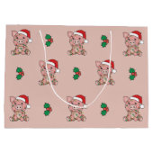 豚のクリスマスウィンターアニマルピッグラージ抱き枕 ラージペーパーバッグ (裏面)