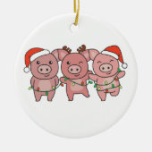 豚のクリスマスクリスマスアニマルかわいい豚 セラミックオーナメント (正面)