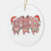 豚のクリスマスクリスマスアニマルかわいい豚 セラミックオーナメント (左)