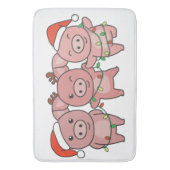 豚のクリスマスクリスマスアニマルかわいい豚 バスマット (正面縦)