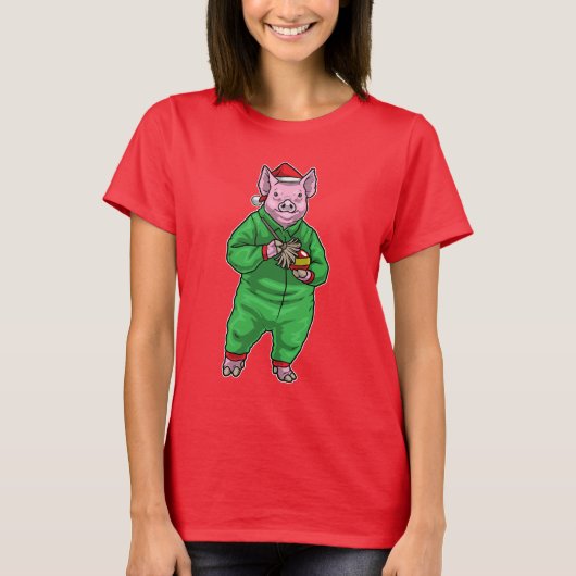 豚のクリスマスクリーナー Tシャツ (正面)