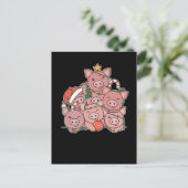 豚のクリスマスツリー 面白い動物のクリスマス シーズンポストカード (スタンド正面)