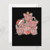 豚のクリスマスツリー 面白い動物のクリスマス シーズンポストカード (正面/裏面)