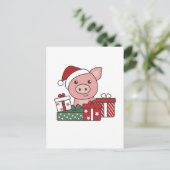 豚のクリスマスプレゼント　冬の動物　豚 シーズンポストカード (スタンド正面)