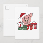 豚のクリスマスプレゼント　冬の動物　豚 シーズンポストカード (正面/裏面)