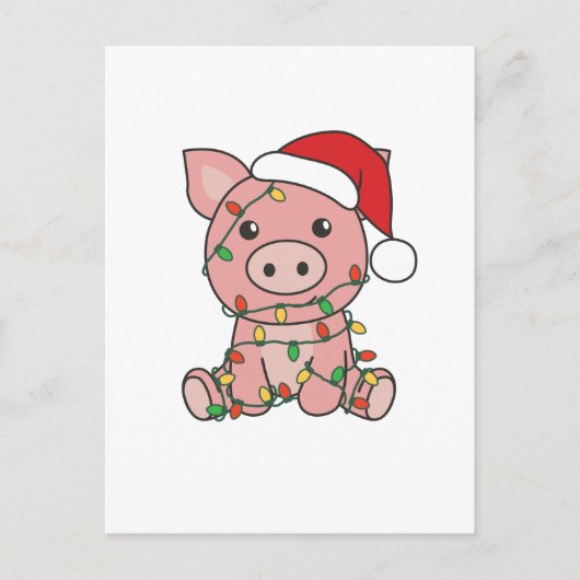豚のクリスマス冬の動物豚 シーズンポストカード (正面)