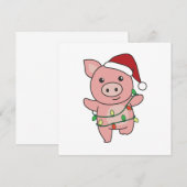 豚のクリスマス冬の動物豚 招待状 (正面/裏面)