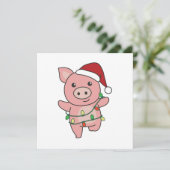 豚のクリスマス冬の動物豚 招待状 (スタンド正面)