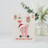 豚のクリスマス動物たち　ピグ　ホリデー ポストカード (スタンド正面)