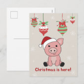 豚のクリスマス動物たち 豚のホリデーポストカード シーズンポストカード (正面/裏面)
