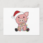 豚のクリスマス雪の冬動物の豚 ポストカード (正面)